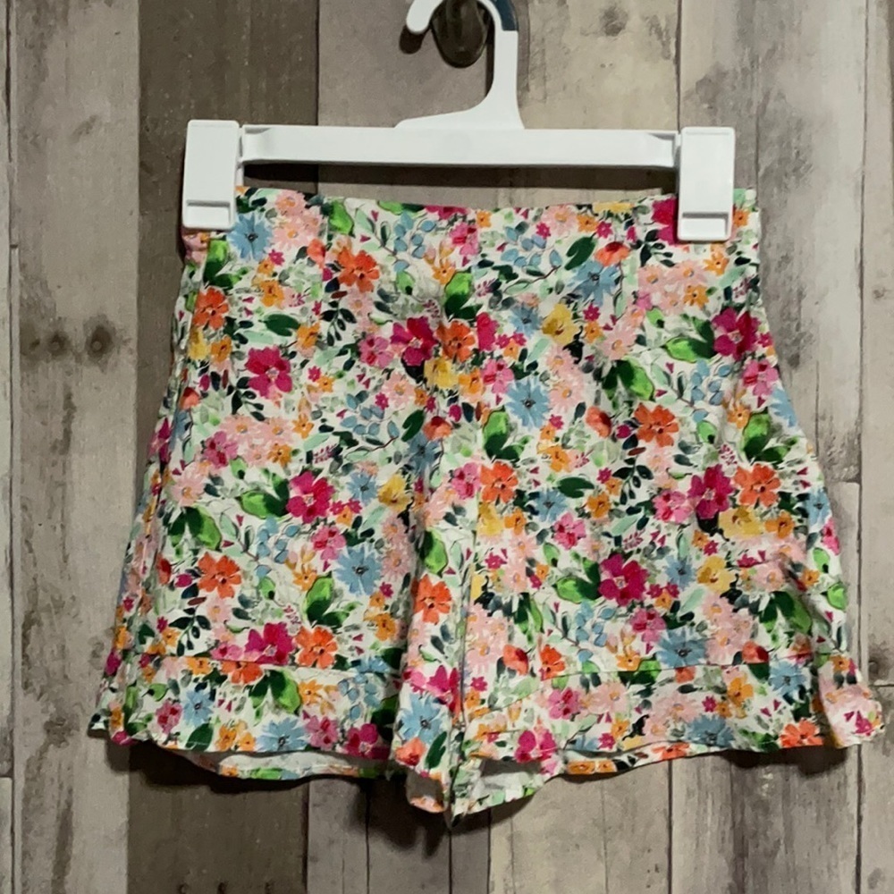 Zara Colorful floral linen girls shorts size 10